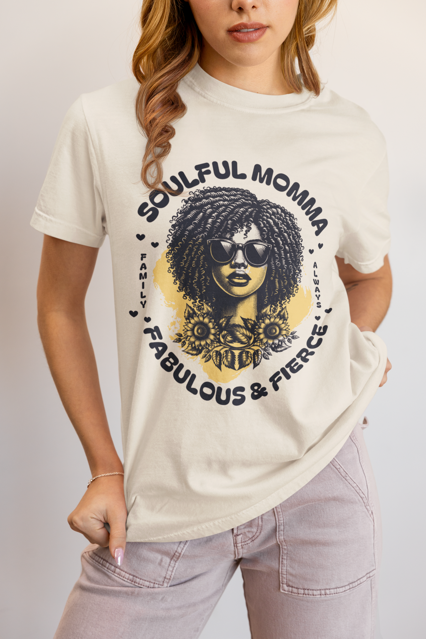 Soulful Momma Tee – Fabulous, Fierce and Family Always Graphic Shirt