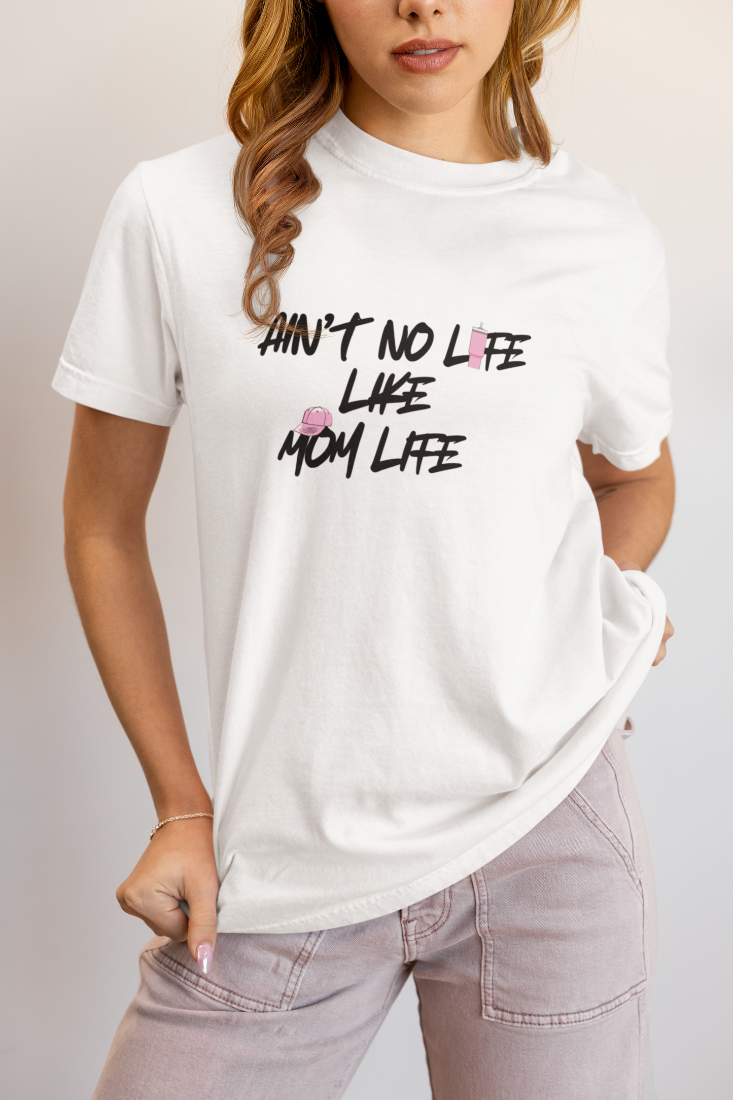 Ain’t No Life Like Mom Life – Bold Script Oversized Mom Shirt
