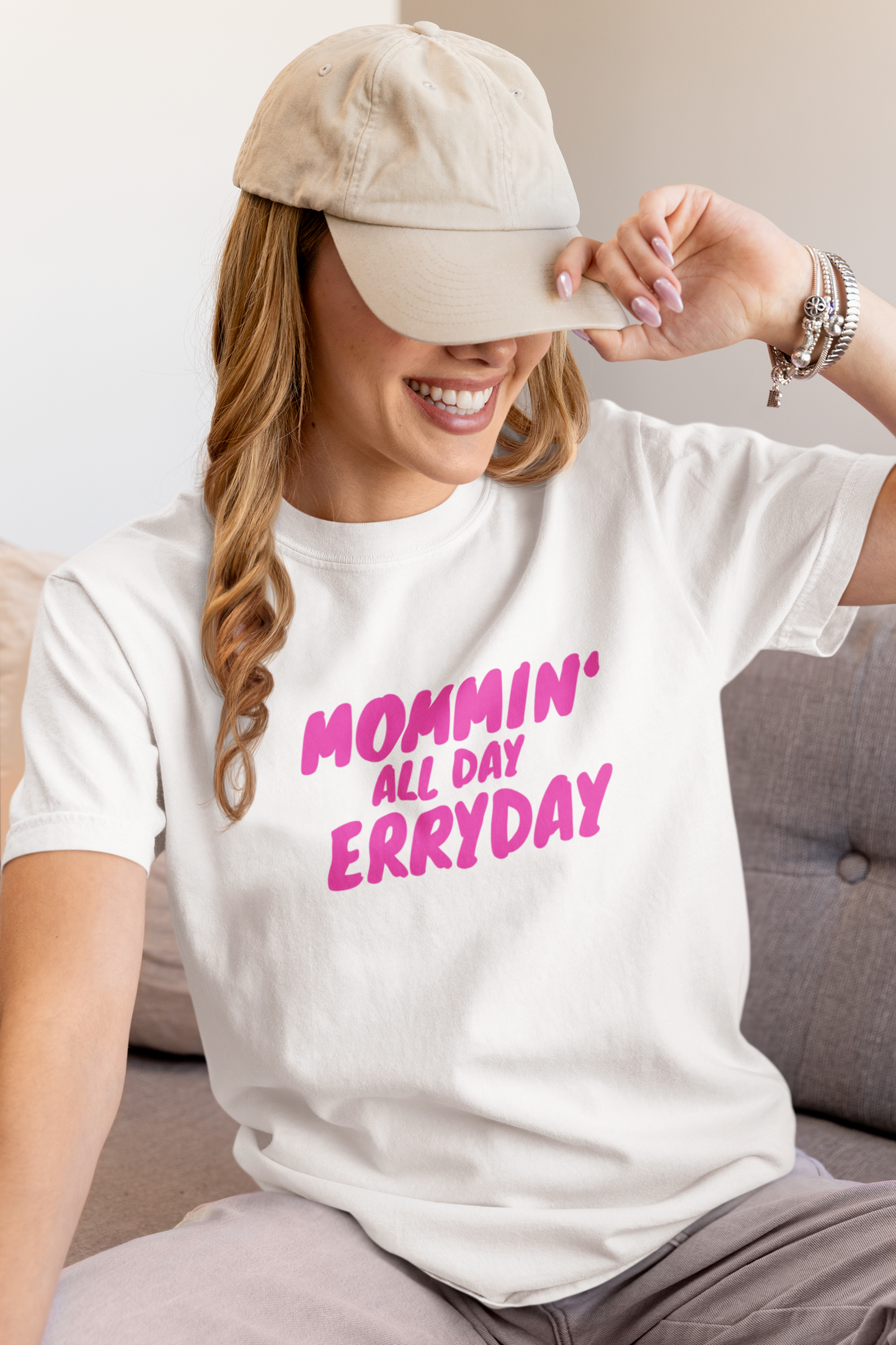 Mommin’ All Day Erryday - Bold Hot Pink Mom Life Oversized Shirt for Mothers